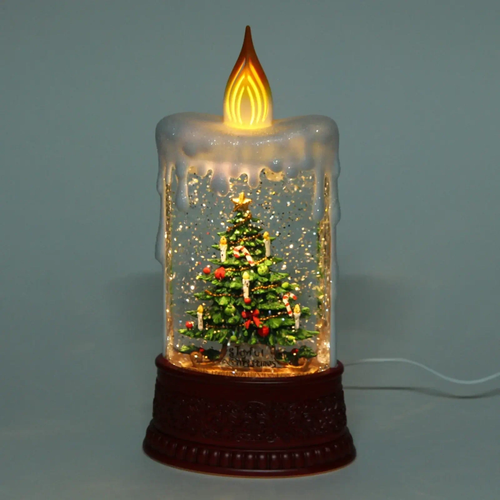 Сувенир с подсветкой «Волшебная красавица» 12*8*24,5 см (работает от 3*ААА и USB+музыка, подсветка, эффект снегопада)