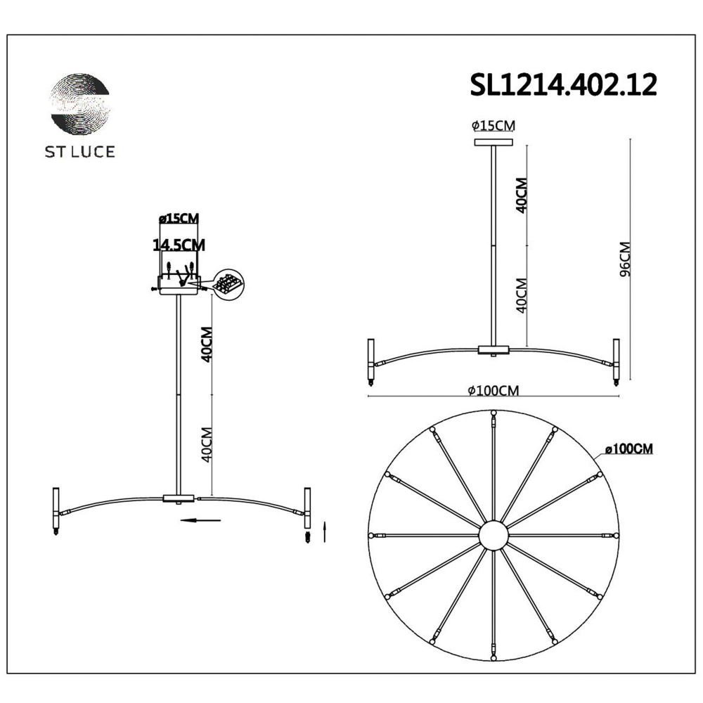 SL1214.402.12 Светильник потолочный ST-Luce Черный/Черный G9 12*5W 4000K