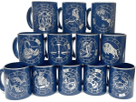 Кружка 300 мл ЗНАКИ ЗОДИАКА стекло синяя/серебрянная