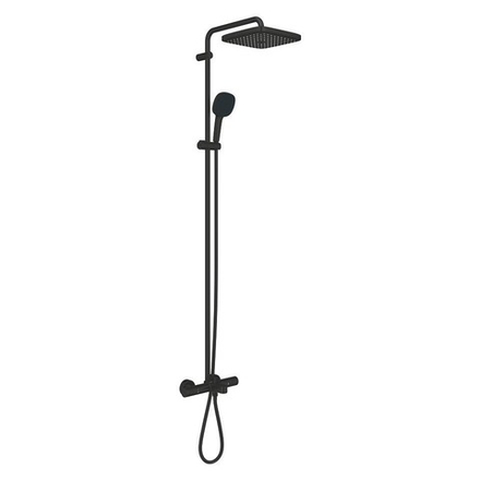 Душевая система для ванны GROHE Tempesta System 250 Cube, с термостатом для настенного монтажа, матовый черный (266912431)
