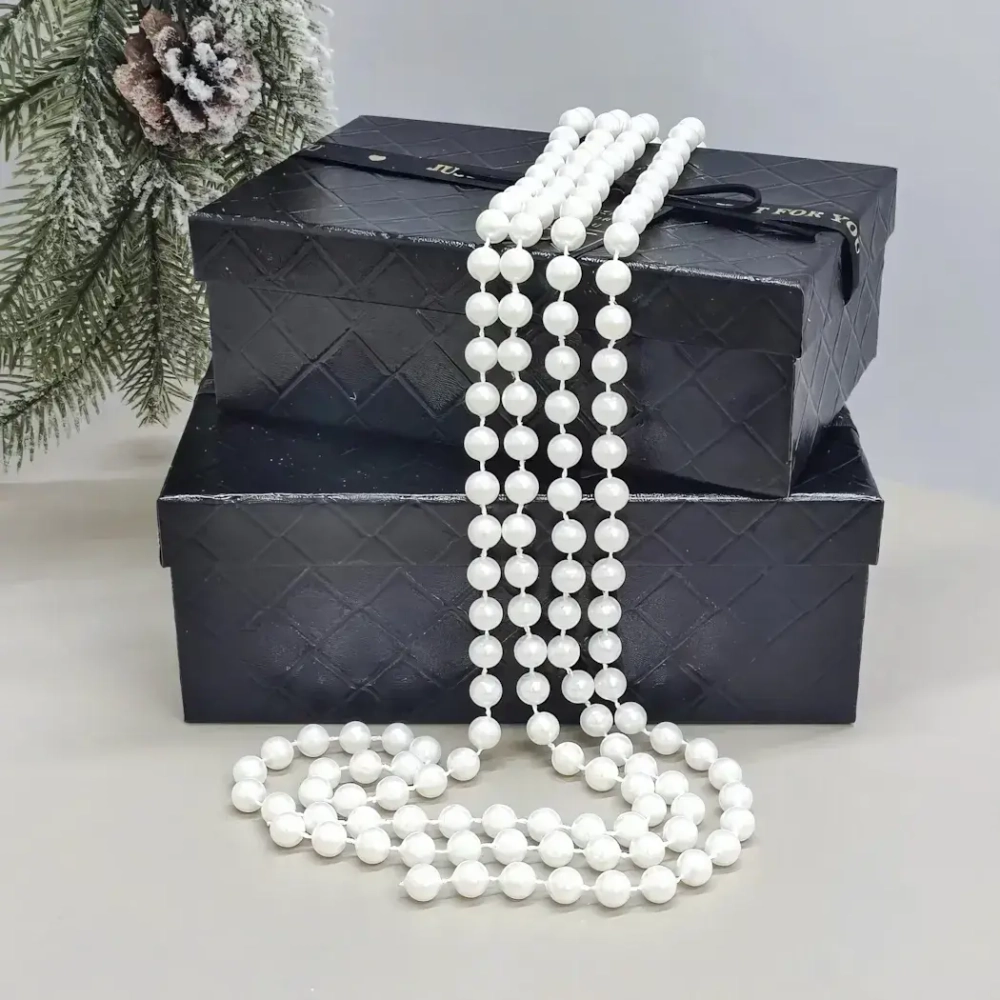 Бусы на ёлку 2,7 м «Жемчуг» d-10 мм, Белый