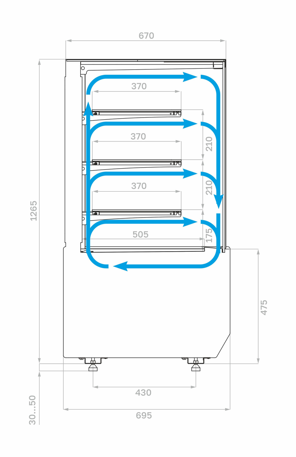 Кондитерская витрина Carboma KC70 VM 1,3-1 LIGHT (версия 2.0) (9005-0109) (Cube 2)