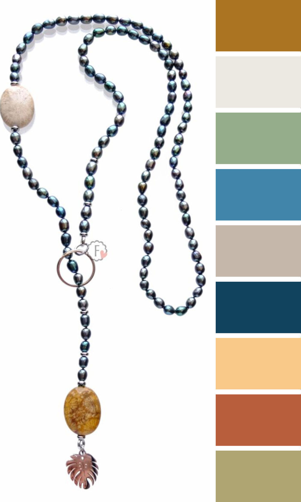 цветовая шпаргалка по подбору одежды - несколько вариантов для ожерелья из чёрного жемчуга
