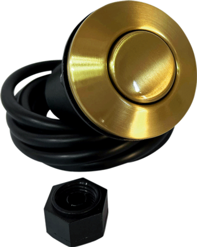 BoneCrusher ВСТРАИВАЕМАЯ МЕХАНИЧЕСКАЯ КНОПКА ПНЕВМОВЫКЛЮЧАТЕЛЯ В КОМПЛЕКТЕ С ГИБКИМ ПЛАСТИКОВЫМ ШЛАНГОМ (ДЛЯ ИЗМЕЛЬЧИТЕЛЯ ПИЩЕВЫХ ОТХОДОВ)МАТОВОЕ ЗОЛОТО