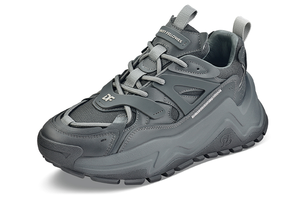 Daisy Fellowes Top Grain Cow Leather Chunky Sneakers Unisex Mist Sky Gray