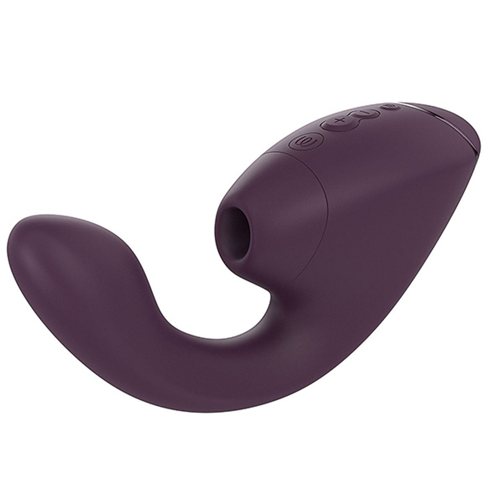 Фиолетовый вибратор 19,5см с вакуумным стимулятором Womanizer Next Duo Dark Purple WZ142SGD