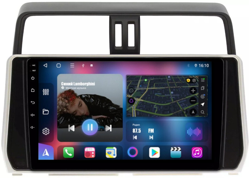 Магнитола Toyota Land Cruiser Prado 150 2017-2023 - FarCar 1053M монитор 10" QLED на Android 13, 8 ядер (TS18), CarPlay, 4G SIM-слот