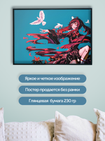 Постер плакат Ху Тао Голуби Genshin Impact Геншин Импакт