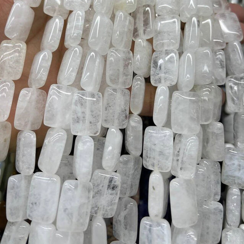 Кварц белый 18х13 мм, бусины прямоугольные