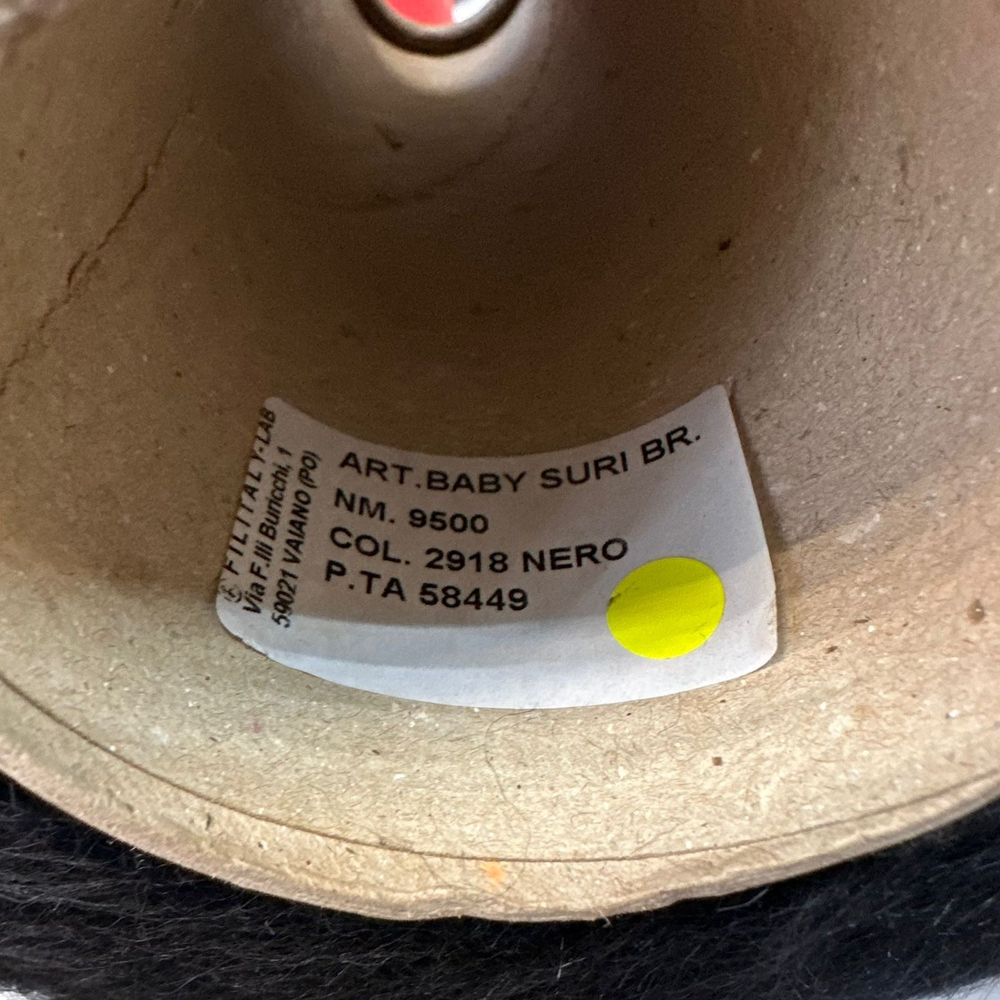 BABY SURI - Filitaly lab; 63% альпака baby suri, 7% меринос, 30% п/а. 950м/100гр. col. 2918 NERO, цвет: черный