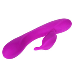 Лиловый вибратор Yves с клиторальным отростком - 17 см. (Цвет: лиловый)
