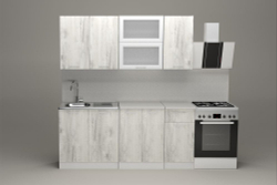 Кухонный гарнитур Алина макси 1800 мм, каркас ЛДСП, фасад ЛДСП; Стекло, Белый/Пайн белый