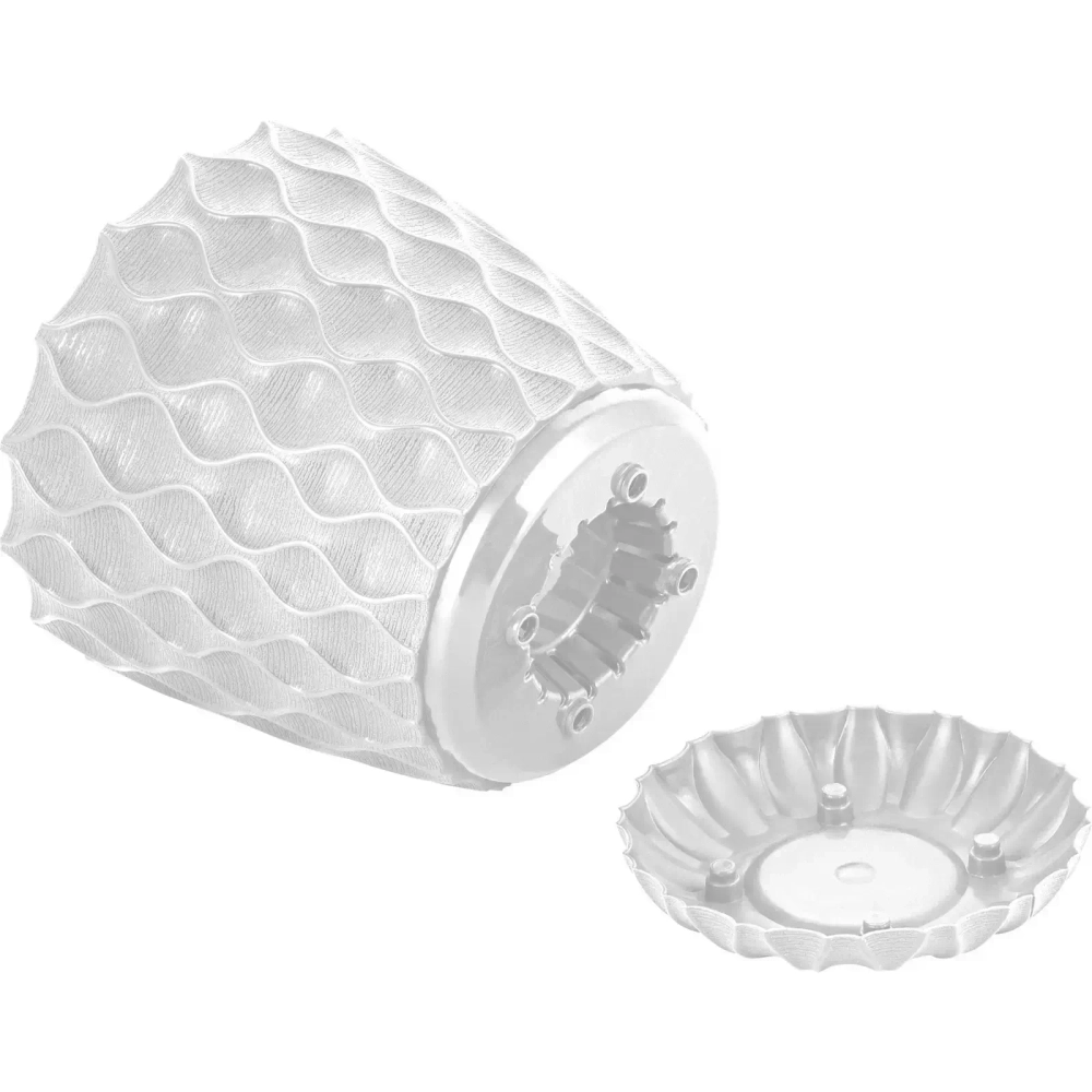 Горшок для цветов пластиковый 0,65л d-11,5см «Wave» с дренажной сеткой и съемным поддоном, белоснежный жасмин