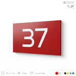Табличка с номером 37 на дверь квартиры, для офиса, кабинета, аудитории, склада, красная 120х70 мм, Айдентика Технолоджи