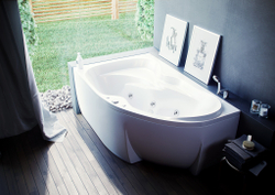 Акриловая ванна Aquatek (Акватек) Вега 170x105 L, с каркасом, с фронтальной панелью, со сливом-переливом