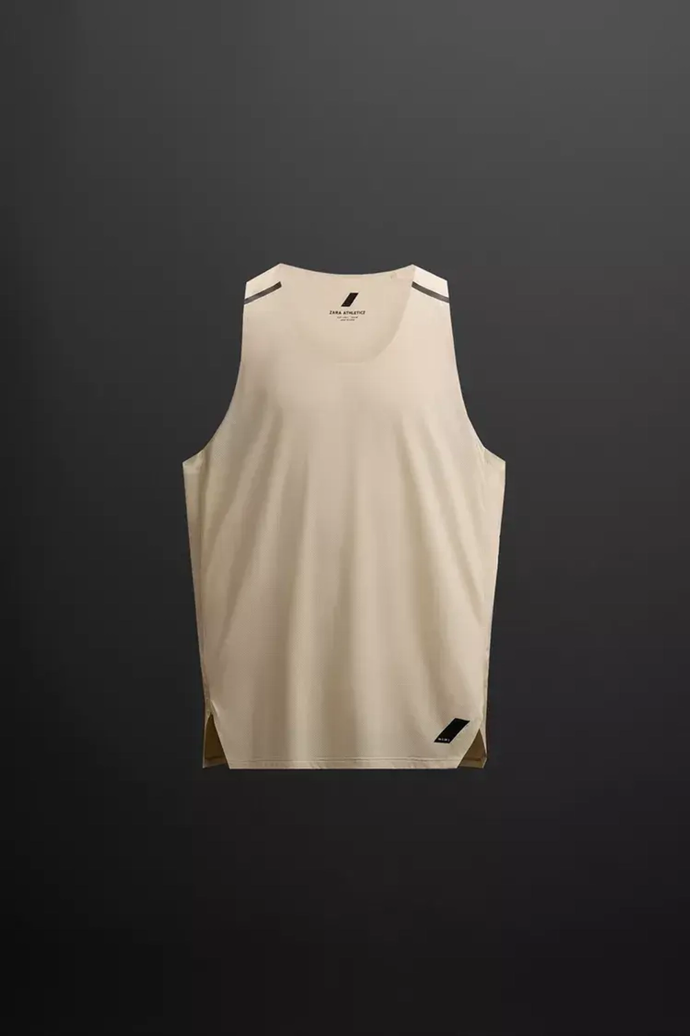 ZARA МАЙКА-БОРЦОВКА ИЗ ВЫСОКОТЕХНОЛОГИЧНОЙ ТКАНИ В СТИЛЕ КОЛОР-БЛОК, ЖЕЛТОВАТО-БЕЛЫЙ