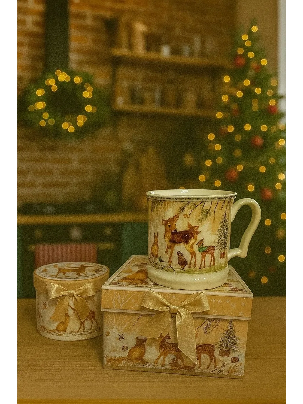 Новогодний подарочный бокал с изображением зверушек