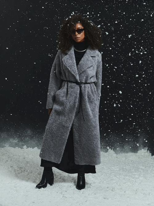 Шуба чебурашка искусственная тедди, серая, SilverFox