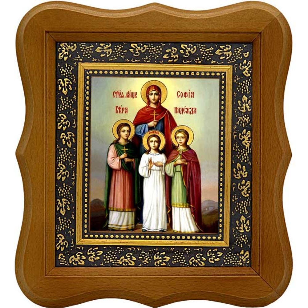 Вера, Надежда, Любовь и мать их София. Икона на холсте.