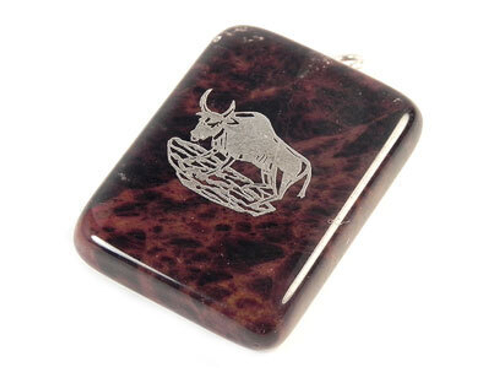 Кулон зодиак "Багет" обсидиан