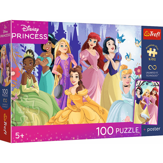 Pazl \ Puzzle \ Пазлы Puzzles - "100 UFT" - Trefl Premium Plus Kids - Princess relax time / Disney Princess