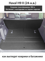 Коврики-трансформеры ЭВА в багажник с накладками на задние сидения для Haval H9 II (24-н.в.)