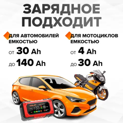 Зарядное устройство для аккумуляторных батарей VOLAT VT-BC1207E 12V 7A AGM GEL WET LiFePO4 Интеллектуальное