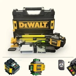 Лазерный уровень / нивелир 4х360 Dewalt с аксессуарами в сумке, зеленый луч 16 линий 4D