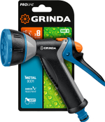 GRINDA BM-8, 8 режимов, курок сзади, металлический с TPR, поливочный пистолет, PROLine (8-427339)