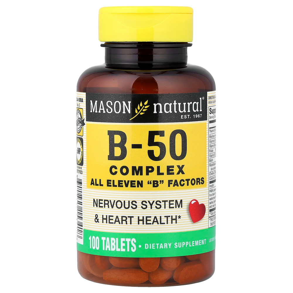 Mason Natural, комплекс витаминов группы B50, 100 таблеток