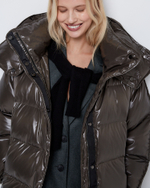 Пуховик со съемным капюшоном из нейлона Монклер хаки