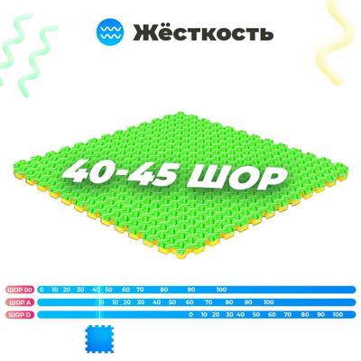 ЭВА-плитка зелёно-жёлтая 100×100×3 см - мягкий коврик-пазл, ромбы, 10 шт.