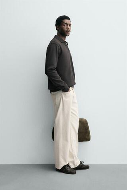 ZARA ТОЛСТОВКА ПОЛО ИЗ ИНТЕРЛОКА, АНРАЦИТОВО-СЕРЫЙ