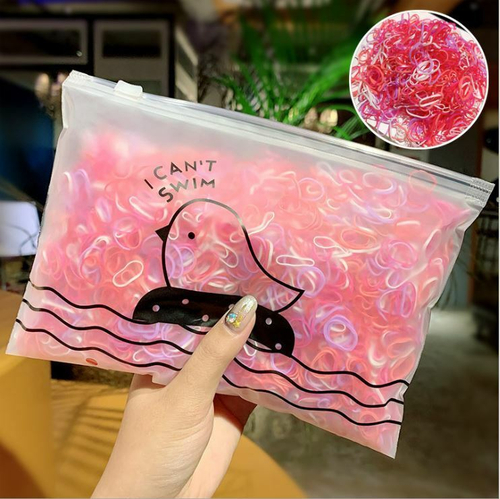 25%Набор силиконовых резинок для волос в косметичке 1000 шт. Цвет Розовый Микс.