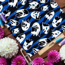 Ткань таффета белые призраки на полосатом фоне