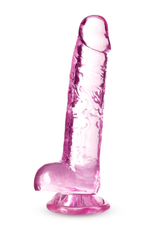 Розовый фаллоимитатор 7 Inch Crystalline Dildo - 17,7 см. (Цвет: розовый)