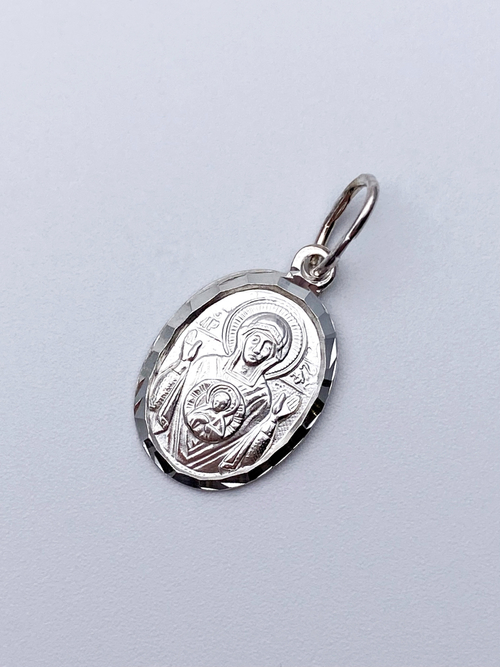 Образок из серебра/Без покрытия/С подвижным ухом/Знамение