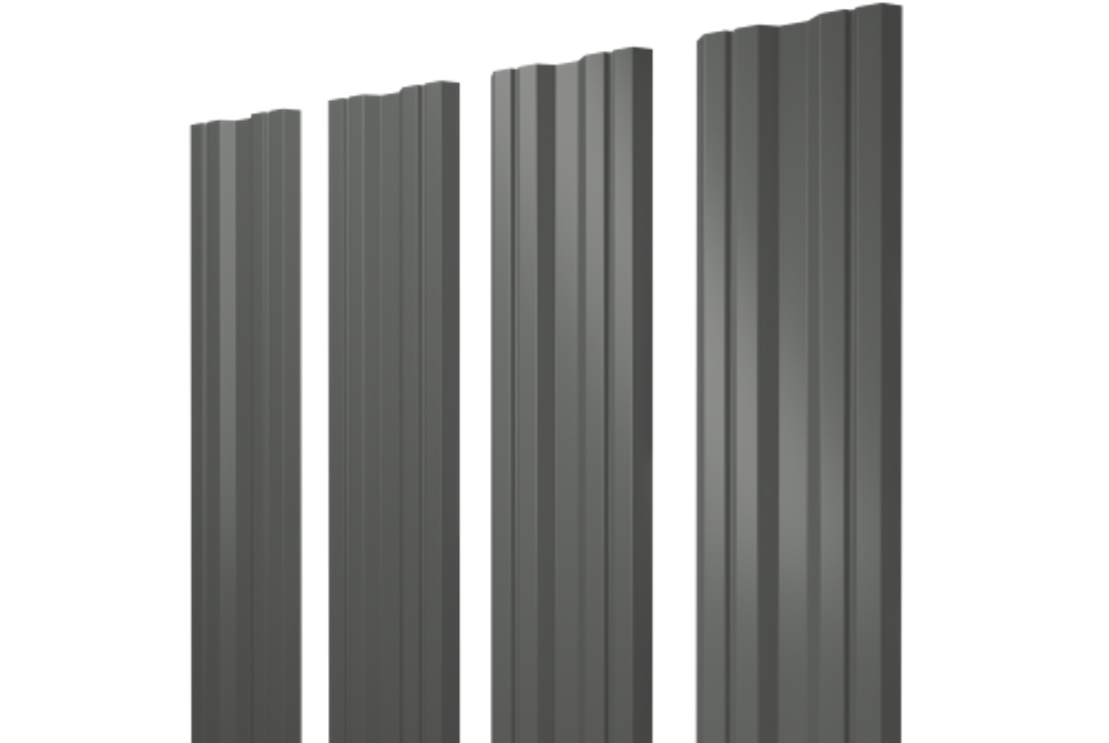 Штакетник Twin с прямым резом 0,45 PE RAL 7005 мышино-серый