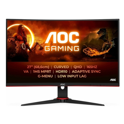Монитор LCD AOC 27" CQ27G2SE Black-Red (VA curved 2560x1440 165Hz 1ms 178/178 250cd 2xHDMI2.0 DisplayPort1.4 высота)