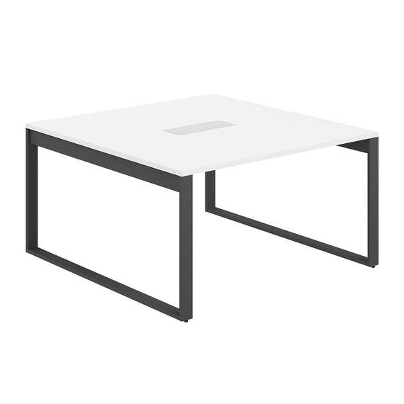 AG.1414.WH.72.AN / Стол для переговоров 1400х1438х750 / профиль О-образный: 70х20 антрацит; лючок: серебро; столешница: белый
