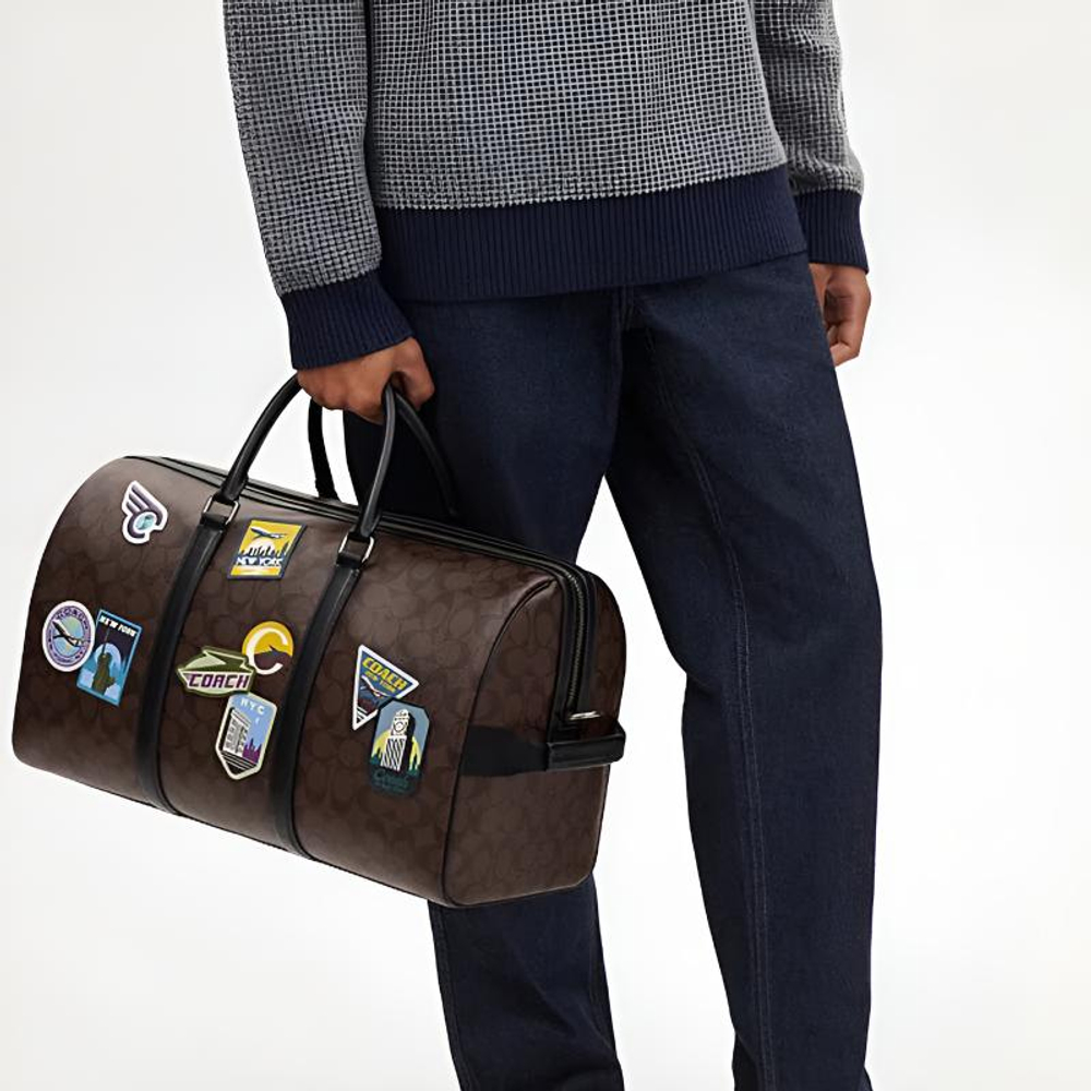 COACH Venturer PVC With Cow Leather Boston Bag, Cow Leather Handbag, Shoulder Bag, Crossbody Bag, Travel Bag Men"s