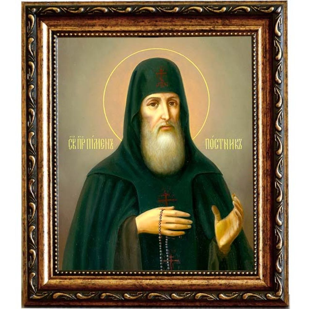 Пимен Печерский, постник, преподобный игумен. Икона на холсте.