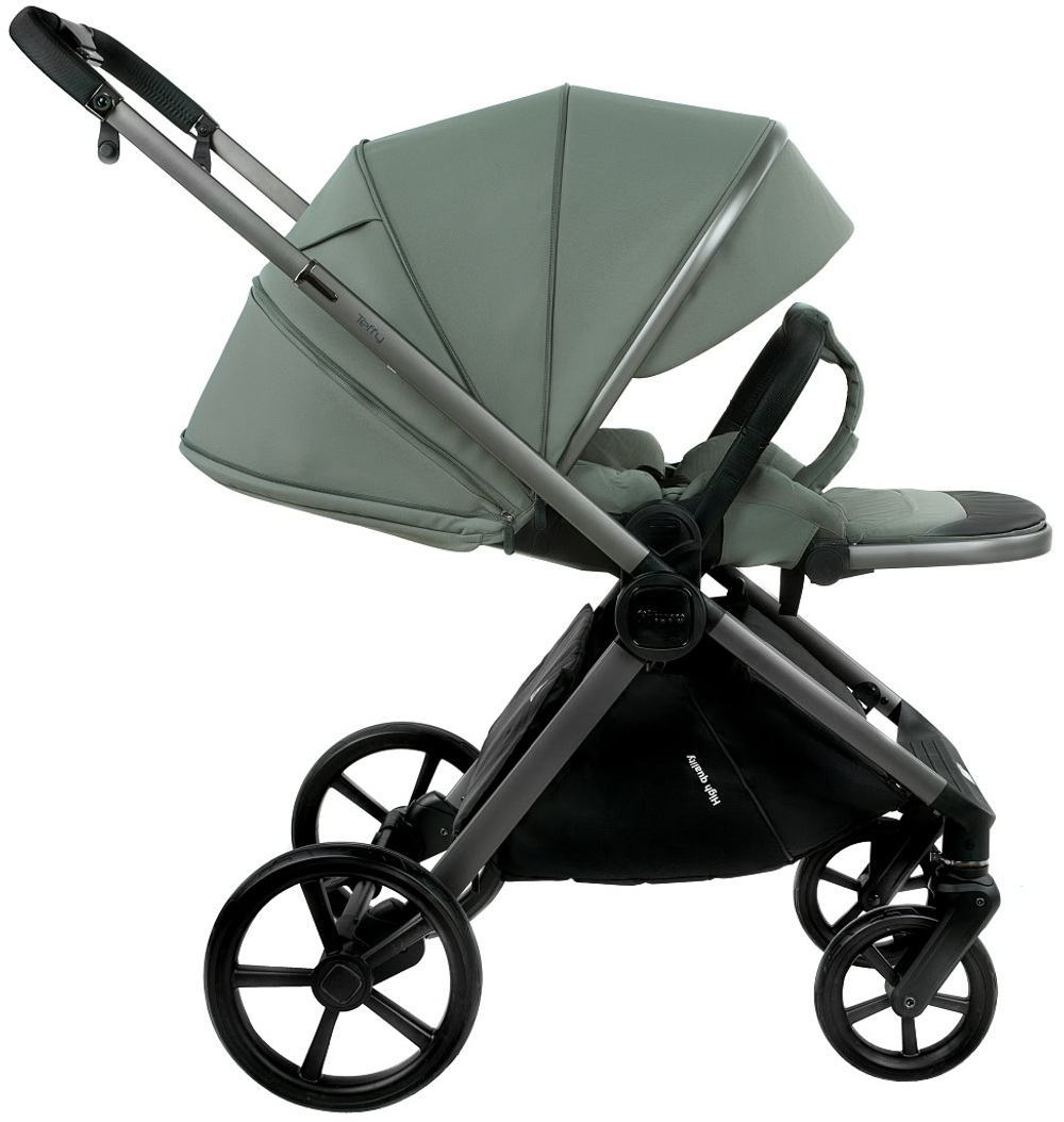 Детская коляска Pituso Teffy 3 в 1 с автокреслом Baesa Black Sage Green/Graphite