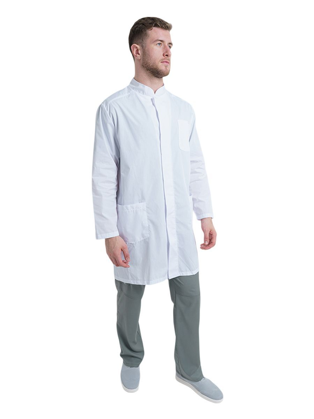 Халат медицинский мужской СтильБ 68ТСД, белый, 58