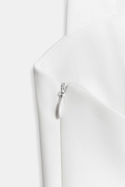 ZARA ТОП С ГОРЛОВИНОЙ ХАЛТЕР СО СКЛАДКАМИ, БЕЛЫЙ