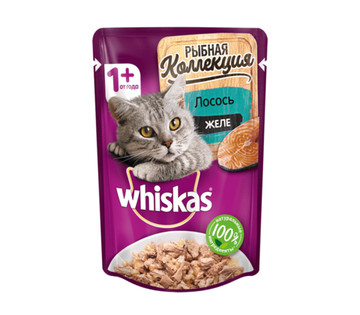 Whiskas пауч Meaty Рыбная Коллекция лосось в желе 75 гр