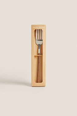 ZARA HOME НАБОР ВИЛОК С КРУГЛОЙ РУЧКОЙ И ДЕТАЛЯМИ ИЗ 4 ПРЕДМЕТОВ, ТЕМНО-КОРИЧНЕВЫЙ