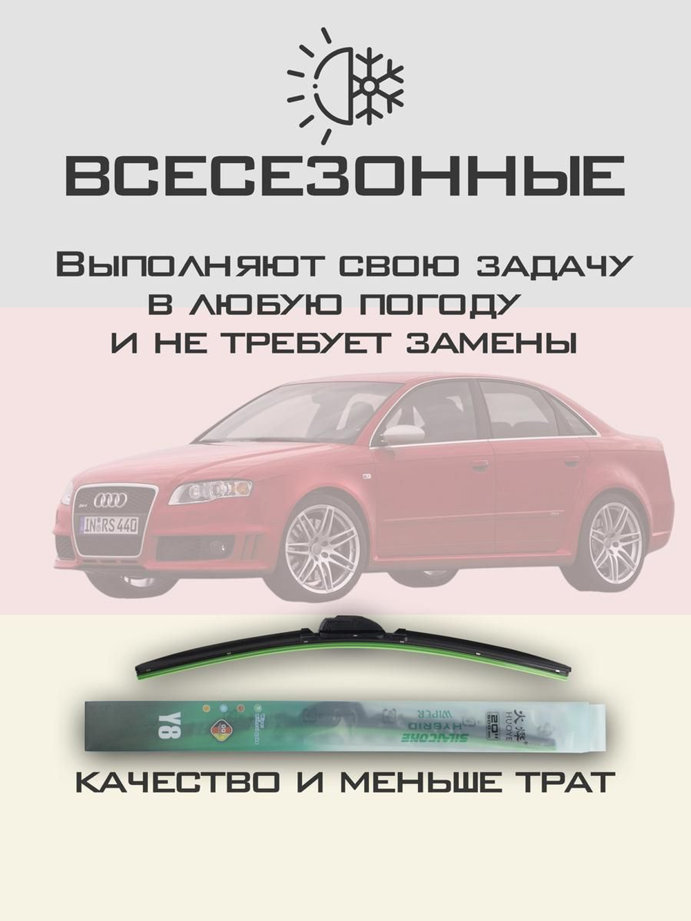 Щетки стеклоочистителя HUOYE Y8 550/550 мм на Audi RS4 | Pin Lock