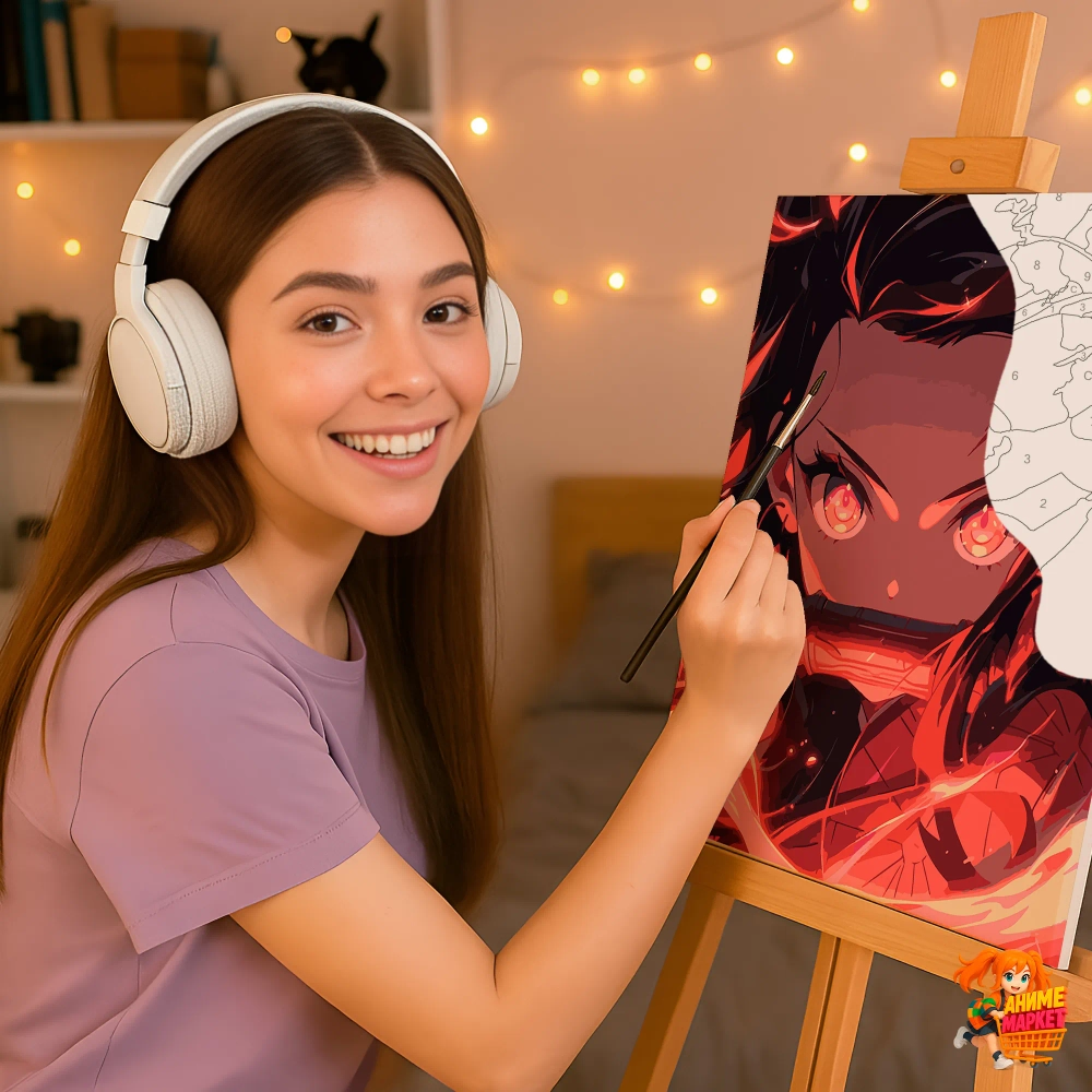 Картина по номерам Клинок рассекающий демонов Незуко Камадо