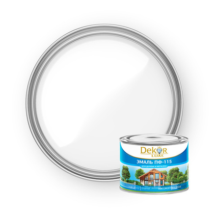 DEKOR LUXE  Эмаль ПФ-115 Белая 0,4кг (Кубанские краски)